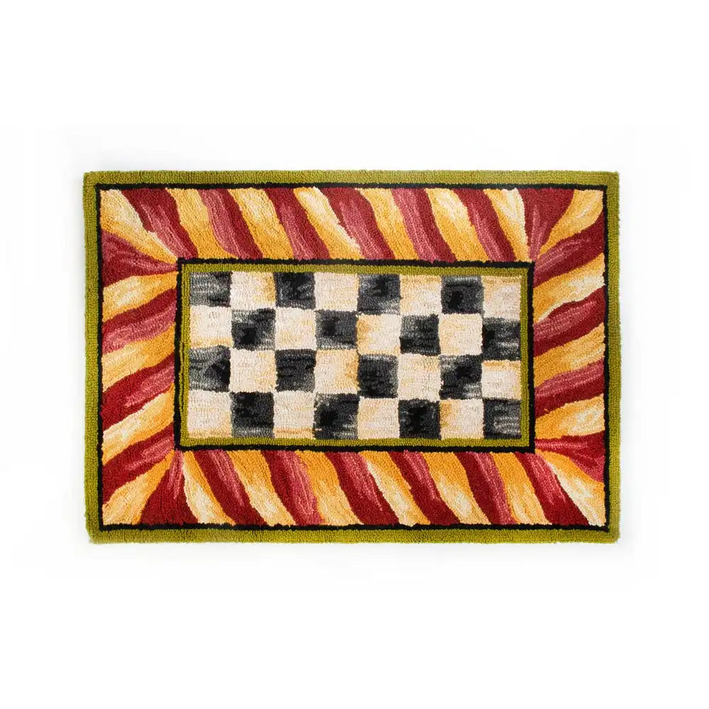 Courtly Check Red & Gold 6' Octagon Rug