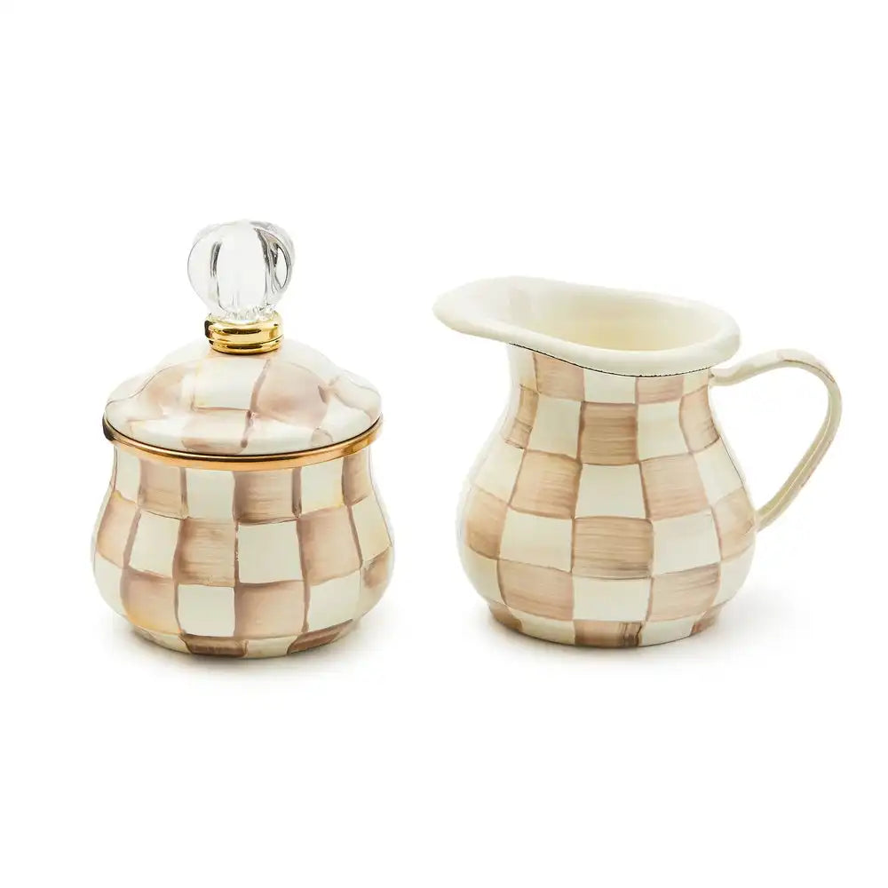 Mocha Check Lidded Sugar Bowl