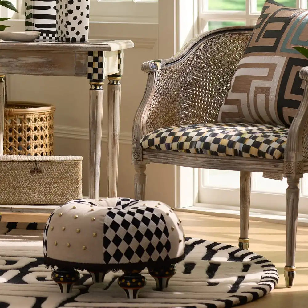 Diamond and Dot Footstool