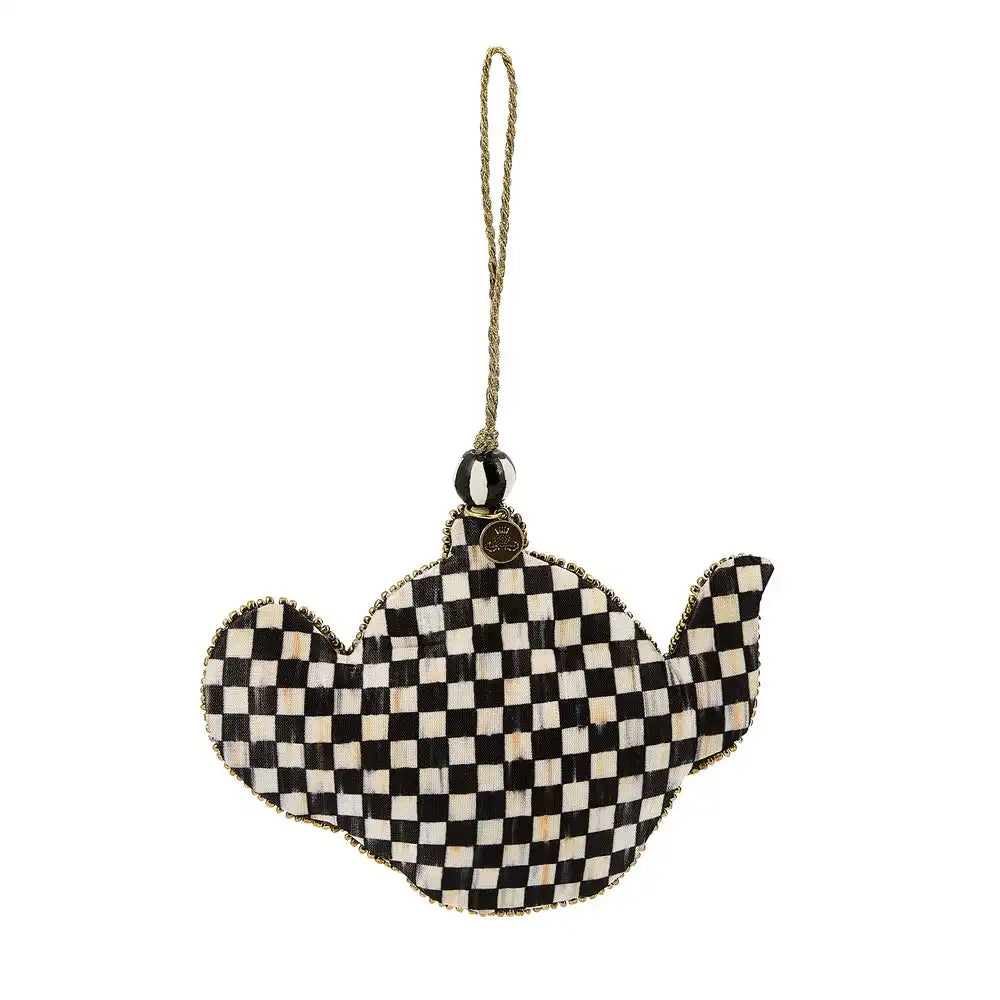Courtly Check Teapot Beaded Ornament