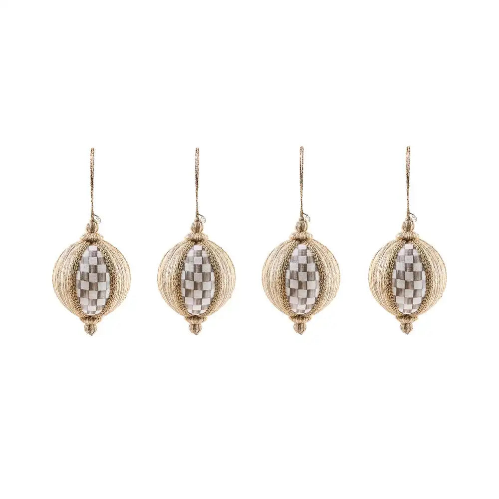 Natural Noel Patchwork Large Ball Ornaments, Set of 4