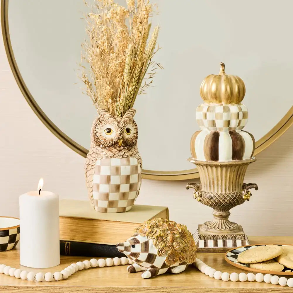 Tabletop Stacked Pumpkins in Urn