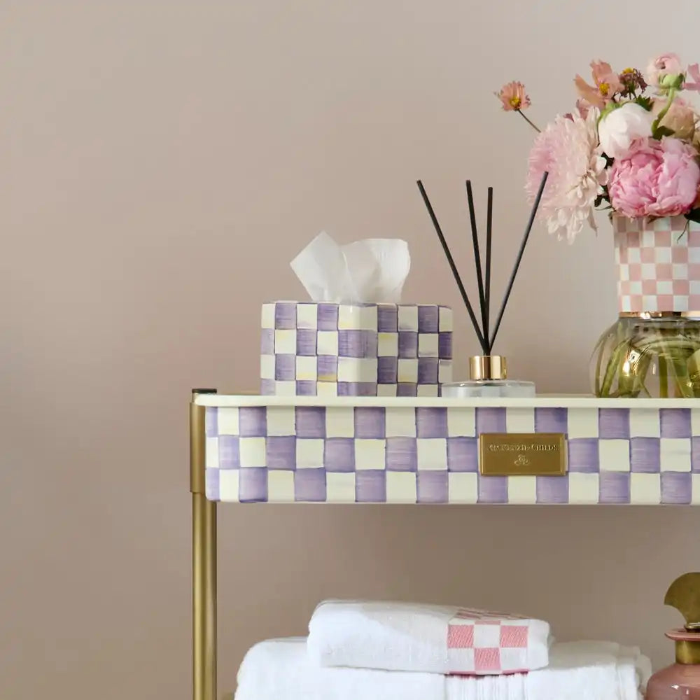 Violet Check Boutique Tissue Box Cover