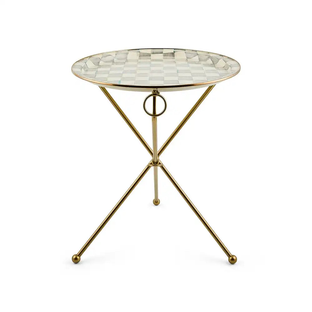 Sterling Check Enamel Tilt Accent Table