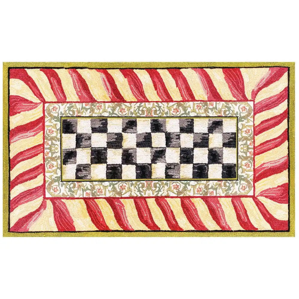 Courtly Check Red & Gold 2'6" x 10' Washable Runner