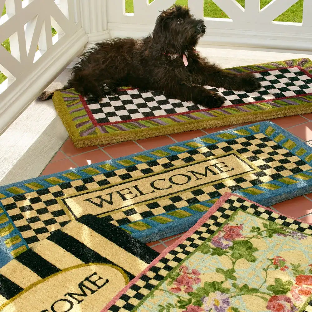 Welcome Periwinkle Double Door Entrance Mat