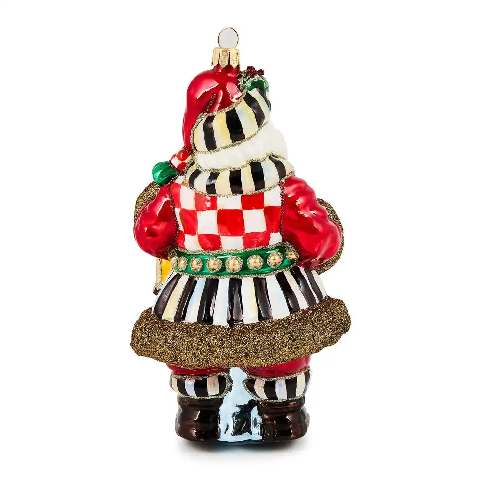 Check It Out Town Crier Santa Glass Ornament