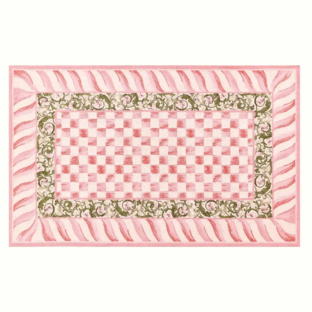 Rosy Check 6' Octagon Rug