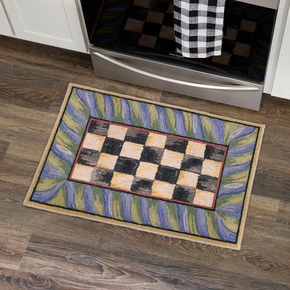 Courtly Check Purple & Green 2' x 3' Washable Rug