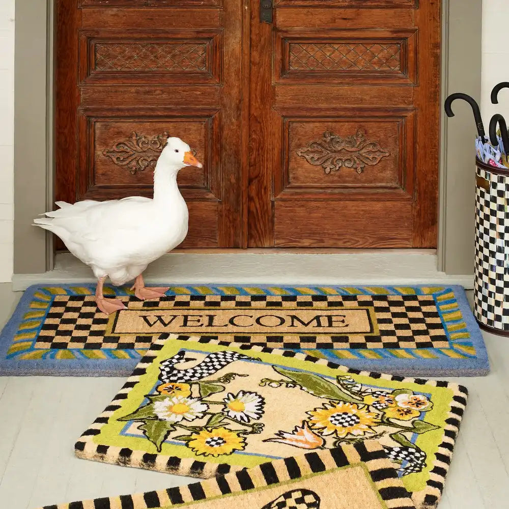Welcome Periwinkle Double Door Entrance Mat
